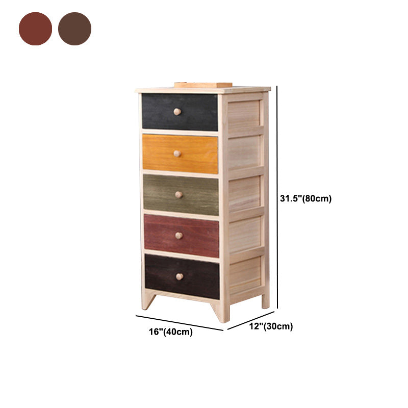 Industrial Accent Chest with Drawers and Wooden Legs Rectangle Chest