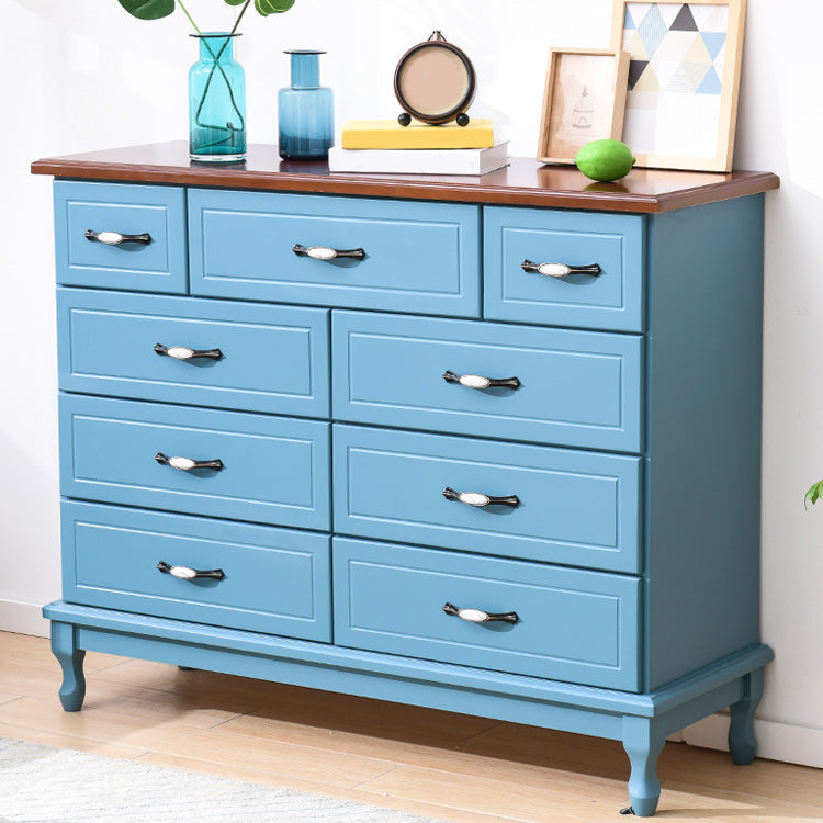 Modern Wooden Accent Chest with 9 Drawers with Cabriole Legs Chest