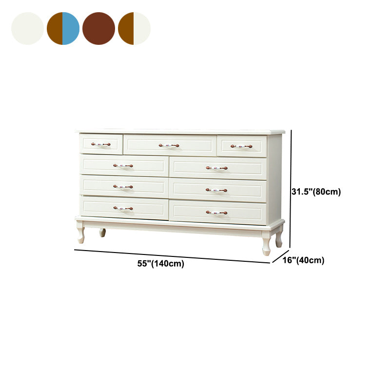 Modern Wooden Accent Chest with 9 Drawers with Cabriole Legs Chest