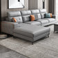 Modern 5-seat Faux Leather Sectional Square Arm Sectional with 4 Pillows Light Gray Clearhalo 'furn' 'furn_sectionals' 'Furniture' 'Living Room Furniture' 'Sectionals' 5995354