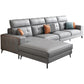 Modern 5-seat Faux Leather Sectional Square Arm Sectional with 4 Pillows Clearhalo 'furn' 'furn_sectionals' 'Furniture' 'Living Room Furniture' 'Sectionals' 5995356