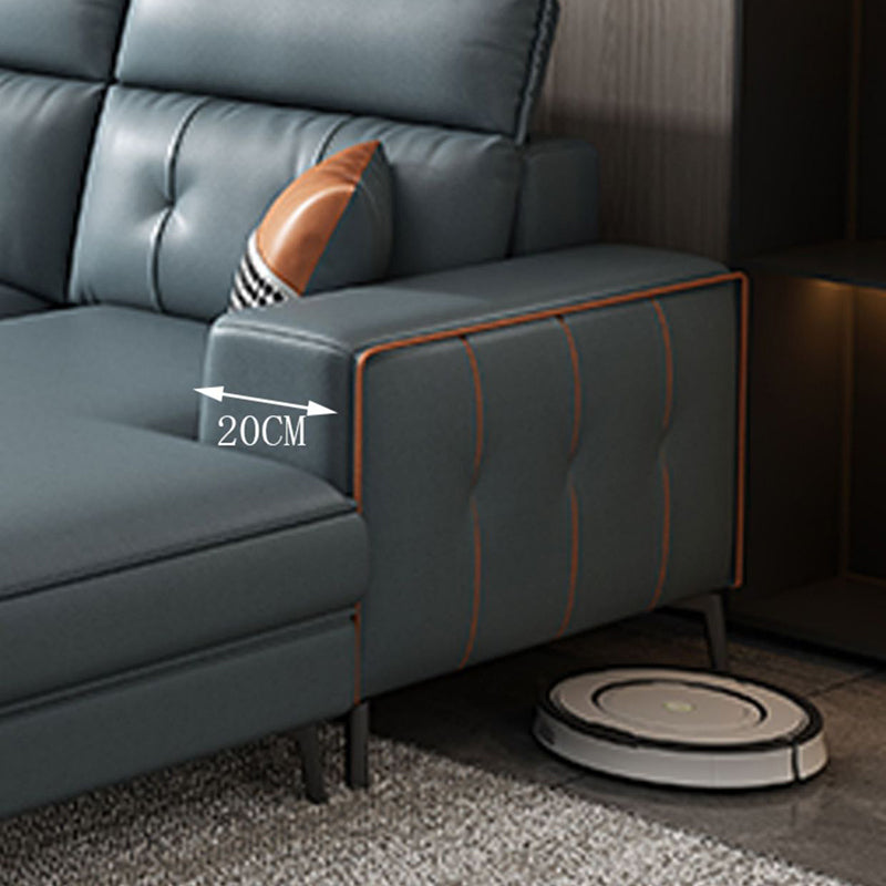Modern 5-seat Faux Leather Sectional Square Arm Sectional with 4 Pillows Clearhalo 'furn' 'furn_sectionals' 'Furniture' 'Living Room Furniture' 'Sectionals' 5995357