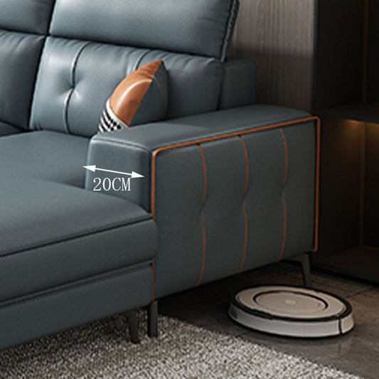 Modern 5-seat Faux Leather Sectional Square Arm Sectional with 4 Pillows