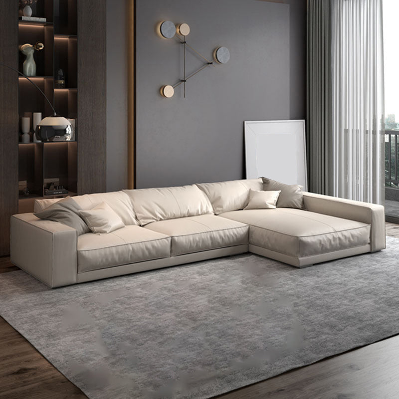Square Arm Sectional Sofa Contemporary 3-seater Leather Sectional Clearhalo 'furn' 'furn_sectionals' 'Furniture' 'Living Room Furniture' 'Sectionals' 5995365
