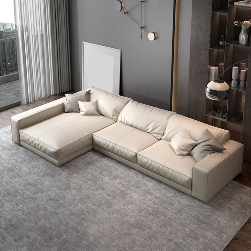Square Arm Sectional Sofa Contemporary 3-seater Leather Sectional Clearhalo 'furn' 'furn_sectionals' 'Furniture' 'Living Room Furniture' 'Sectionals' 5995368