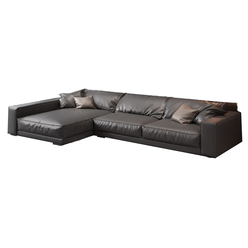 Square Arm Sectional Sofa Contemporary 3-seater Leather Sectional Clearhalo 'furn' 'furn_sectionals' 'Furniture' 'Living Room Furniture' 'Sectionals' 5995375
