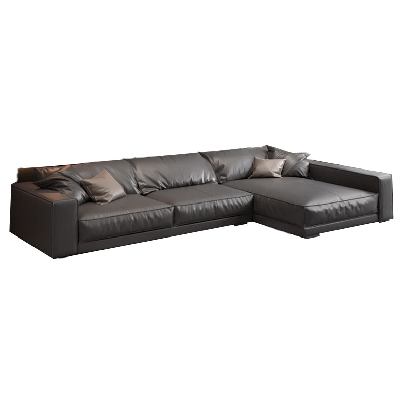 Square Arm Sectional Sofa Contemporary 3-seater Leather Sectional Clearhalo 'furn' 'furn_sectionals' 'Furniture' 'Living Room Furniture' 'Sectionals' 5995376