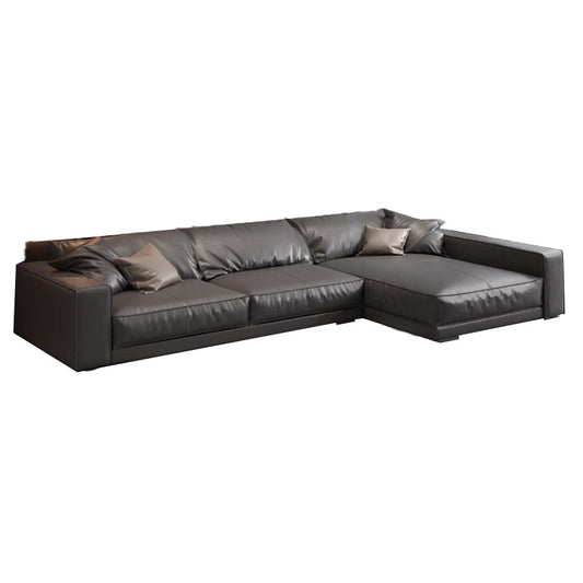 Square Arm Sectional Sofa Contemporary 3-seater Leather Sectional Clearhalo 'furn' 'furn_sectionals' 'Furniture' 'Living Room Furniture' 'Sectionals' 5995376