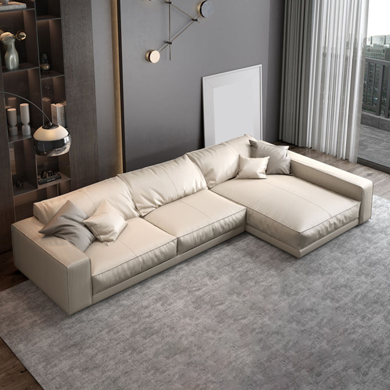 Square Arm Sectional Sofa Contemporary 3-seater Leather Sectional Clearhalo 'furn' 'furn_sectionals' 'Furniture' 'Living Room Furniture' 'Sectionals' 5995377