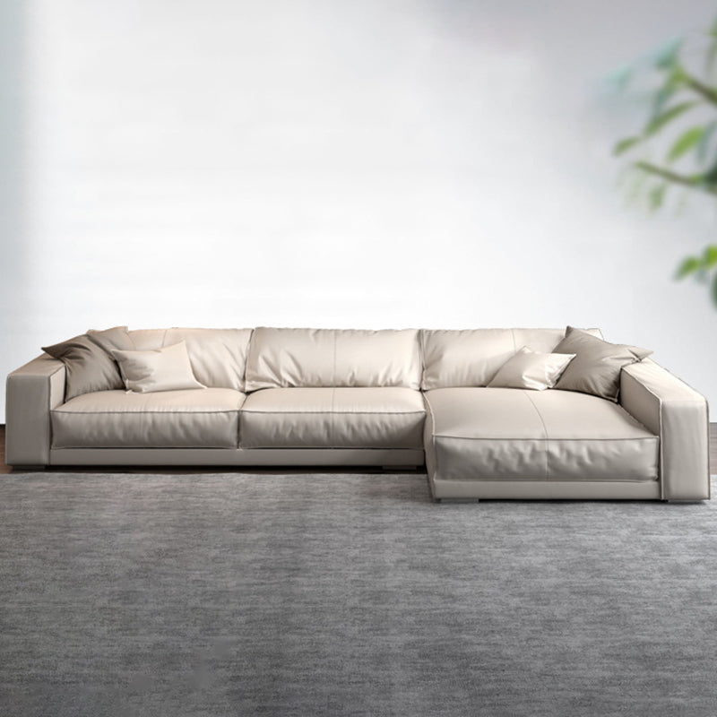 Square Arm Sectional Sofa Contemporary 3-seater Leather Sectional Clearhalo 'furn' 'furn_sectionals' 'Furniture' 'Living Room Furniture' 'Sectionals' 5995379