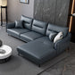 Blue Pillow Back Sectional Genuine Leather L-shape 3/4-Seat Sectional