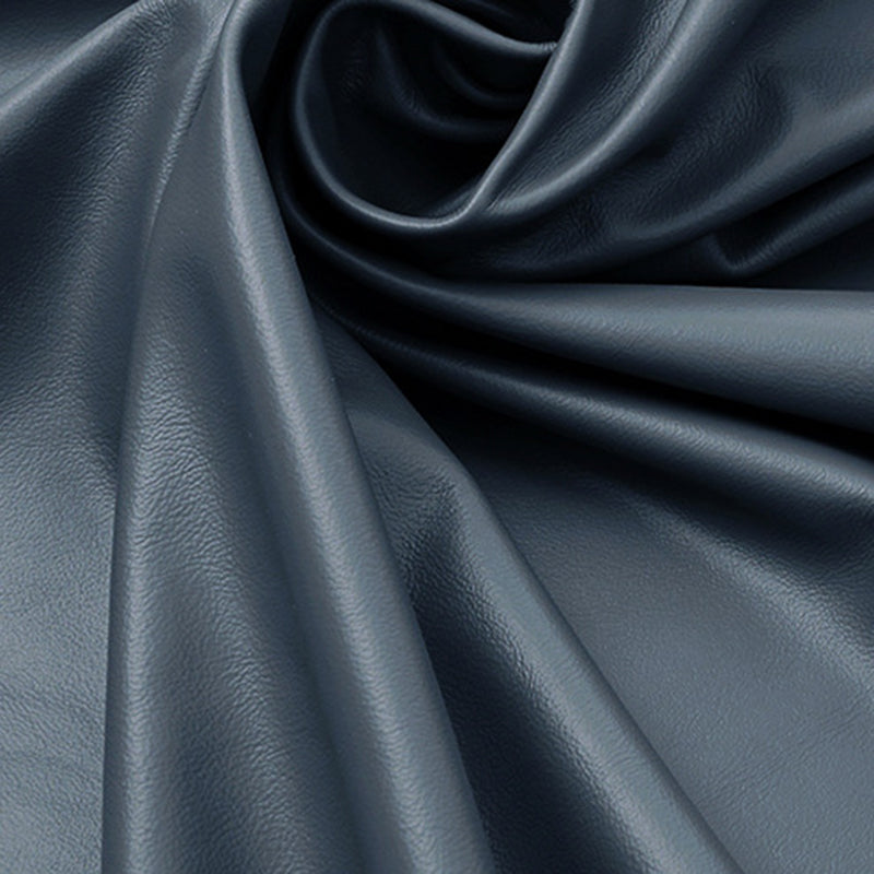 Blue Pillow Back Sectional Genuine Leather L-shape 3/4-Seat Sectional