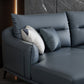 Blue Pillow Back Sectional Genuine Leather L-shape 3/4-Seat Sectional