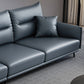Blue Pillow Back Sectional Genuine Leather L-shape 3/4-Seat Sectional