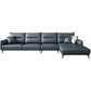 Blue Pillow Back Sectional Genuine Leather L-shape 3/4-Seat Sectional