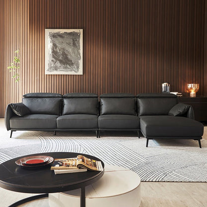 Sofá de brazo de almohada de almohada de cuero de cuero genuino