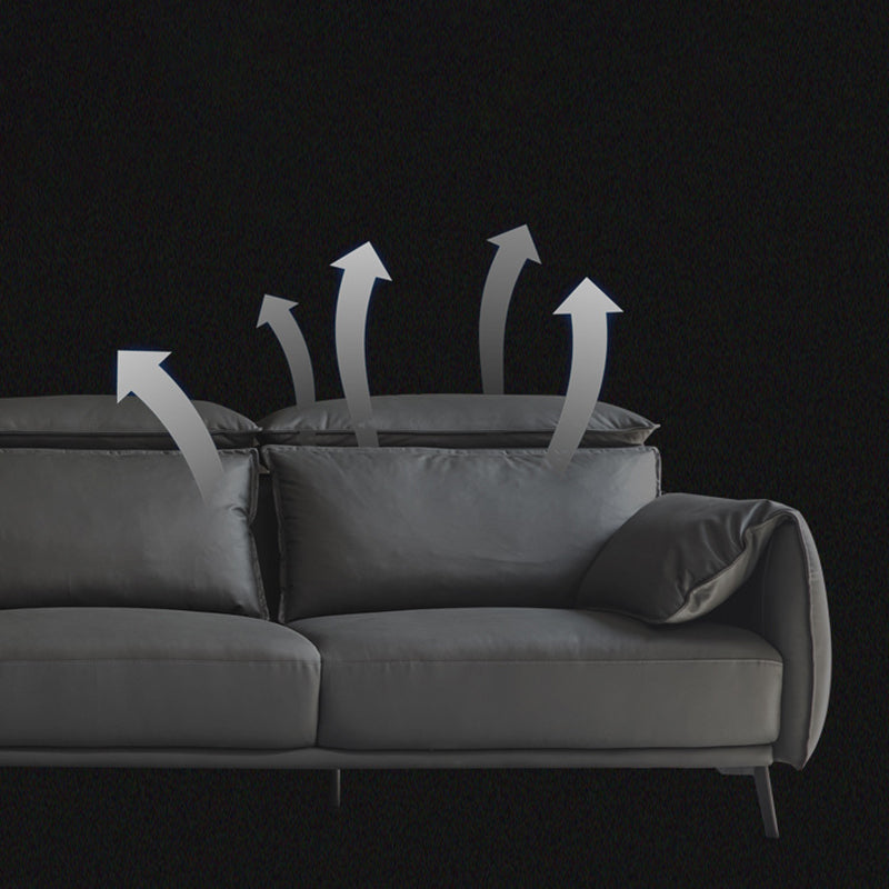 Sofá de brazo de almohada de almohada de cuero de cuero genuino