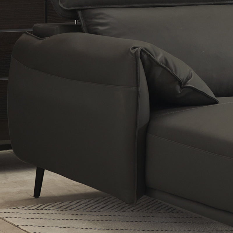 Sofá de brazo de almohada de almohada de cuero de cuero genuino