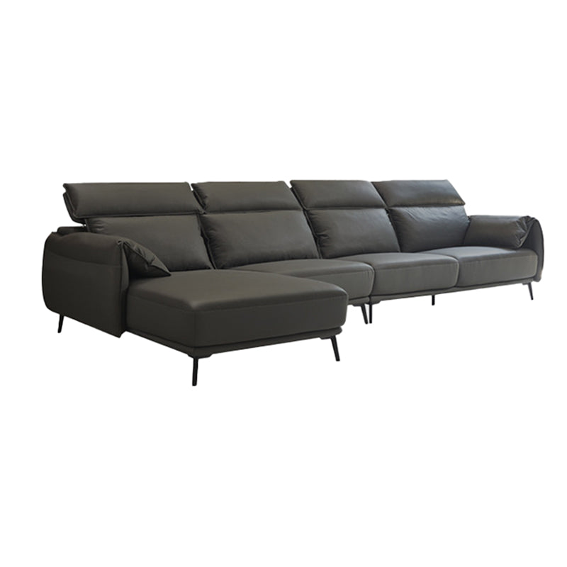 Sofá de brazo de almohada de almohada de cuero de cuero genuino