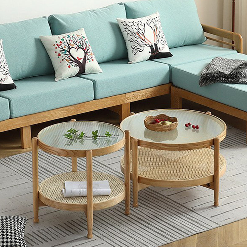 Glass-Topped Coffee Cocktail Table with Shelf Contemporary 4 Legs Coffee Table Clearhalo 'Coffee & Accent Tables' 'Coffee Tables' 'coffee_tables' 'furn' 'furn_coffee_tables' 'Furniture' 'Living Room Furniture' 5995477