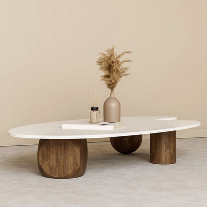 Scandinavian Style Coffee Table 3 Legs Wooden Coffee Table in White 47"L x 24"W x 12"H Clearhalo 'Coffee & Accent Tables' 'Coffee Tables' 'coffee_tables' 'furn' 'furn_coffee_tables' 'Furniture' 'Living Room Furniture' 5995497