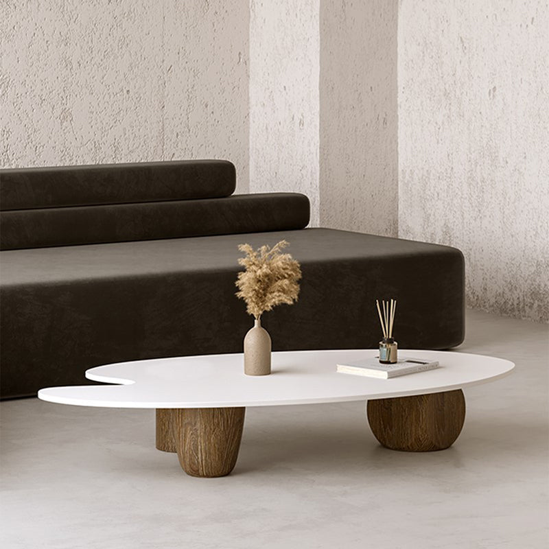 Scandinavian Style Coffee Table 3 Legs Wooden Coffee Table in White 51.2"L x 23.6"W x 11.8"H Clearhalo 'Coffee & Accent Tables' 'Coffee Tables' 'coffee_tables' 'furn' 'furn_coffee_tables' 'Furniture' 'Living Room Furniture' 5995498
