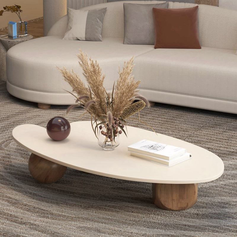 Scandinavian Style Coffee Table 3 Legs Wooden Coffee Table in White 55.1"L x 27.5"W x 11.8"H Clearhalo 'Coffee & Accent Tables' 'Coffee Tables' 'coffee_tables' 'furn' 'furn_coffee_tables' 'Furniture' 'Living Room Furniture' 5995499