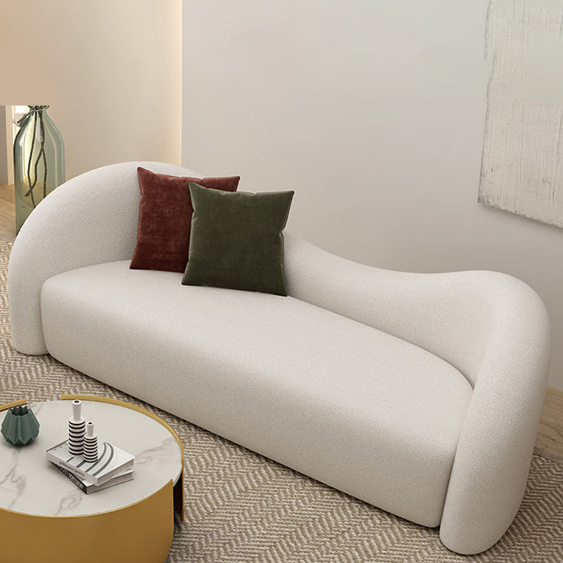 Modern Style Curved Sofa with Pillows Sloped Armed Sofa in White Clearhalo 'furn' 'furn_sofas' 'Furniture' 'Living Room Furniture' 'Sofa' 'sofas' 5995537