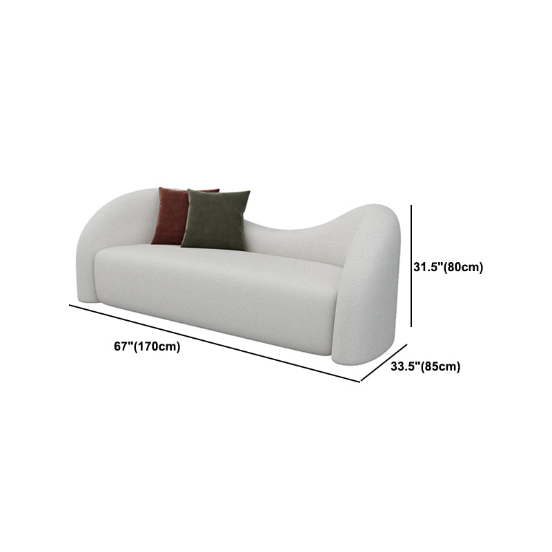 Modern Style Curved Sofa with Pillows Sloped Armed Sofa in White Clearhalo 'furn' 'furn_sofas' 'Furniture' 'Living Room Furniture' 'Sofa' 'sofas' 5995542