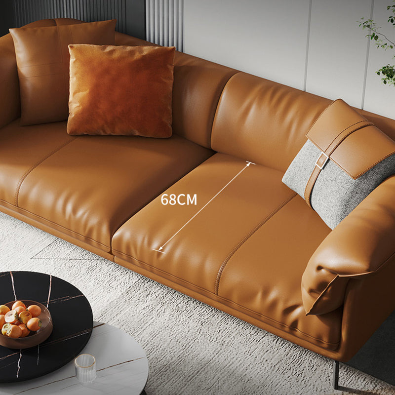 オレンジモダン3/4/5席ソファ本物/フェイクレザータキシードアームソファ