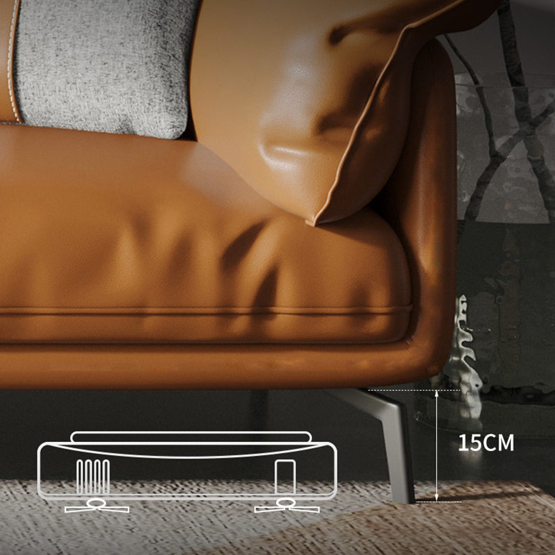 オレンジモダン3/4/5席ソファ本物/フェイクレザータキシードアームソファ