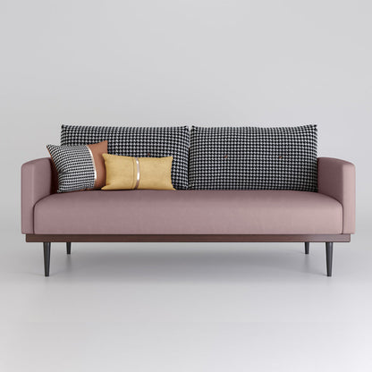 29.5" H Contemporary Faux Leather Square Arm Sofa for Living Room Pink Houndstooth Clearhalo 'furn' 'furn_sofas' 'Furniture' 'Living Room Furniture' 'Sofa' 'sofas' 5995605
