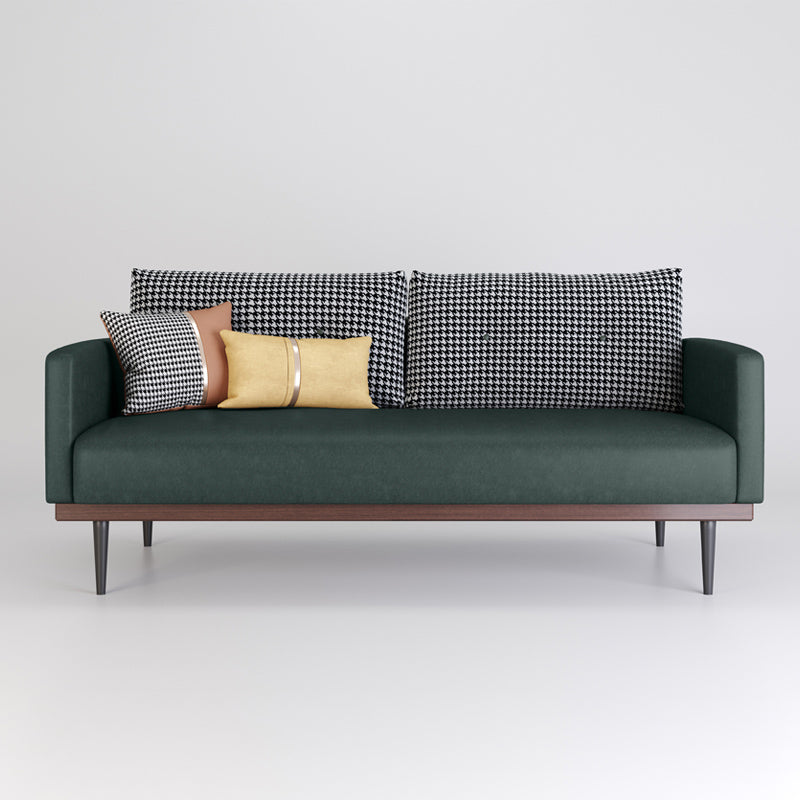 29.5" H Contemporary Faux Leather Square Arm Sofa for Living Room Green Houndstooth Clearhalo 'furn' 'furn_sofas' 'Furniture' 'Living Room Furniture' 'Sofa' 'sofas' 5995606