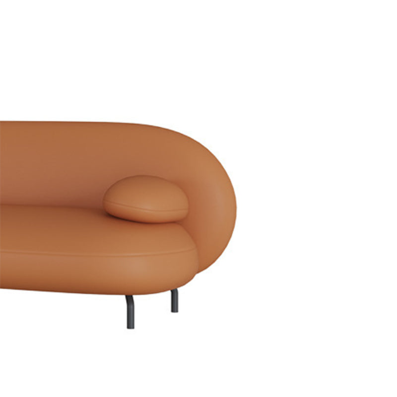 コンテンポラリー29.5 "Hオレンジフェイクレザーピロートップアームソファー