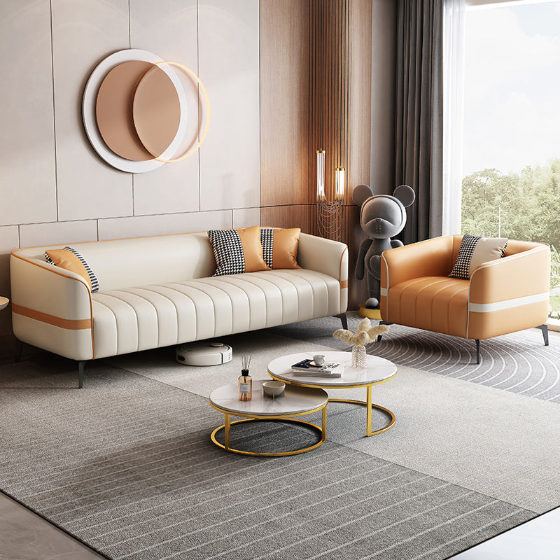 Contemporain 225,6 "H FAUX CUIR TUXEDO ARRAL SOFA pour le salon