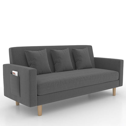 Sofá de brazo cuadrado de algodón de 3 plazas de 25.6 "H para sala de estar para sala de estar