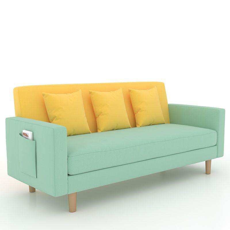 Sofá de brazo cuadrado de algodón de 3 plazas de 25.6 "H para sala de estar para sala de estar