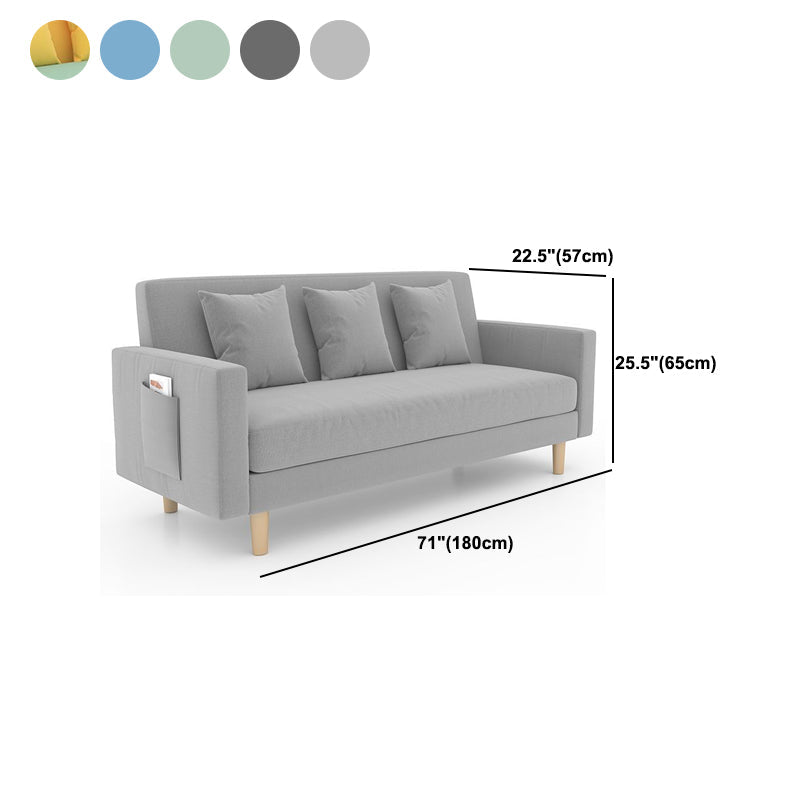 Sofá de brazo cuadrado de algodón de 3 plazas de 25.6 "H para sala de estar para sala de estar