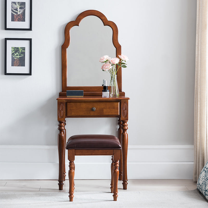 15.74" Wide Rubberwood Vanity Set with Mirror Traditions Dresser with 1-Drawer