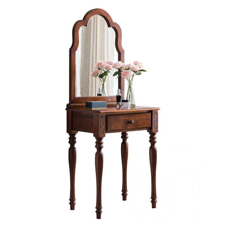 15.74" Wide Rubberwood Vanity Set with Mirror Traditions Dresser with 1-Drawer