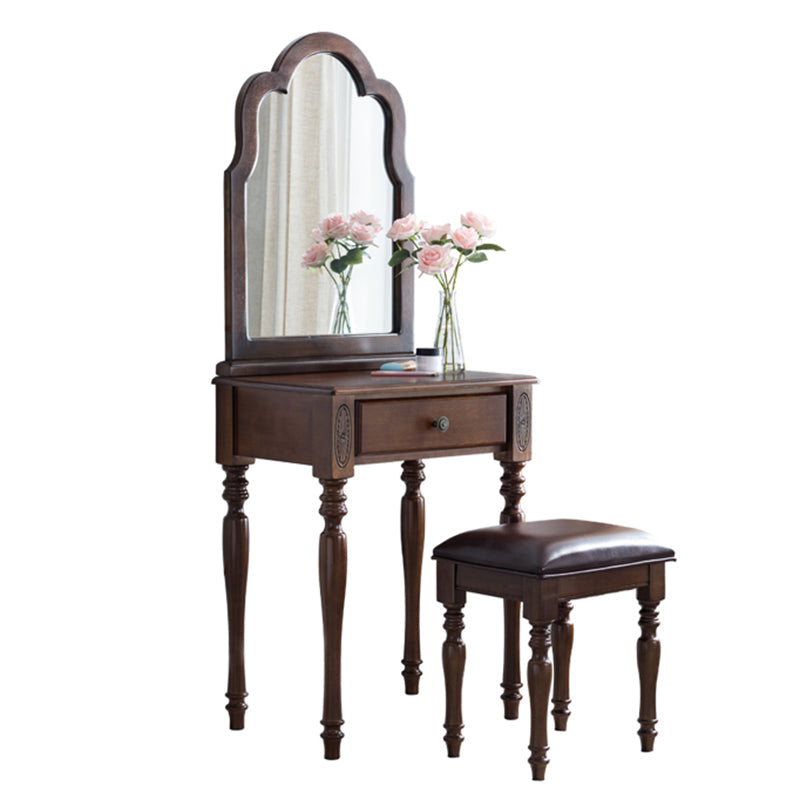 15.74" Wide Rubberwood Vanity Set with Mirror Traditions Dresser with 1-Drawer