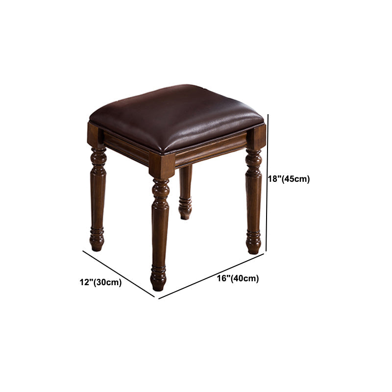 17.71" Wide Ash Vanity Set with Mirror Brown Dresser with 2-Drawer