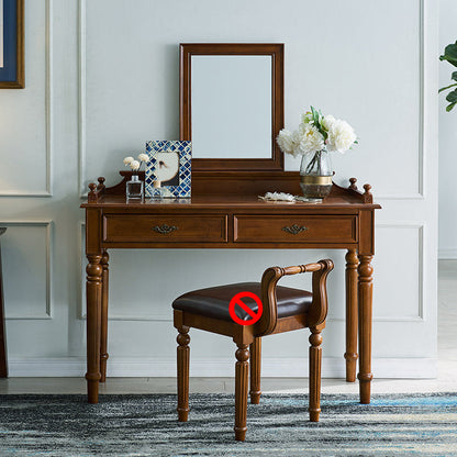 17.71 "スツールセットの茶色のドレッサーと2ドロワーとミラー付きの広い堅い木材洗面化粧台セット