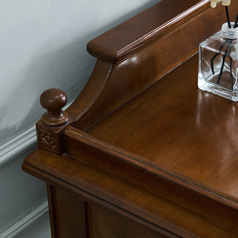 17.71 "スツールセットの茶色のドレッサーと2ドロワーとミラー付きの広い堅い木材洗面化粧台セット