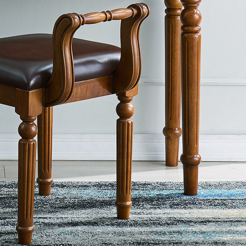 17.71 "スツールセットの茶色のドレッサーと2ドロワーとミラー付きの広い堅い木材洗面化粧台セット