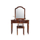 Set di vanità in legno massiccio marrone con set di sgabelli da 17,71 "con 2-cassetti