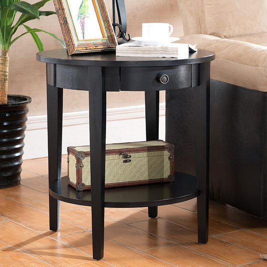 Wood Round Top Side Table 24" Tall 4 Legs End Table with Storage Clearhalo 'Coffee & Accent Tables' 'End & Side Tables' 'end_side_tables' 'furn' 'furn_end_side_tables' 'Furniture' 'Living Room Furniture' 5995863