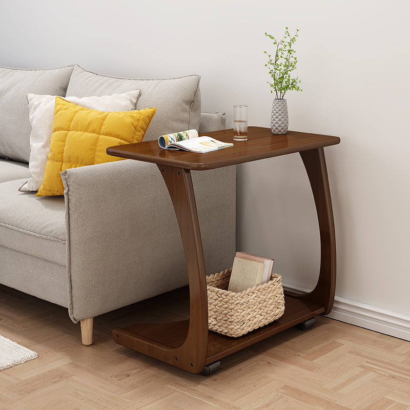 Mesa lateral superior rectangular moderno 24.8 "de altura de madera de altura con estante y rueda