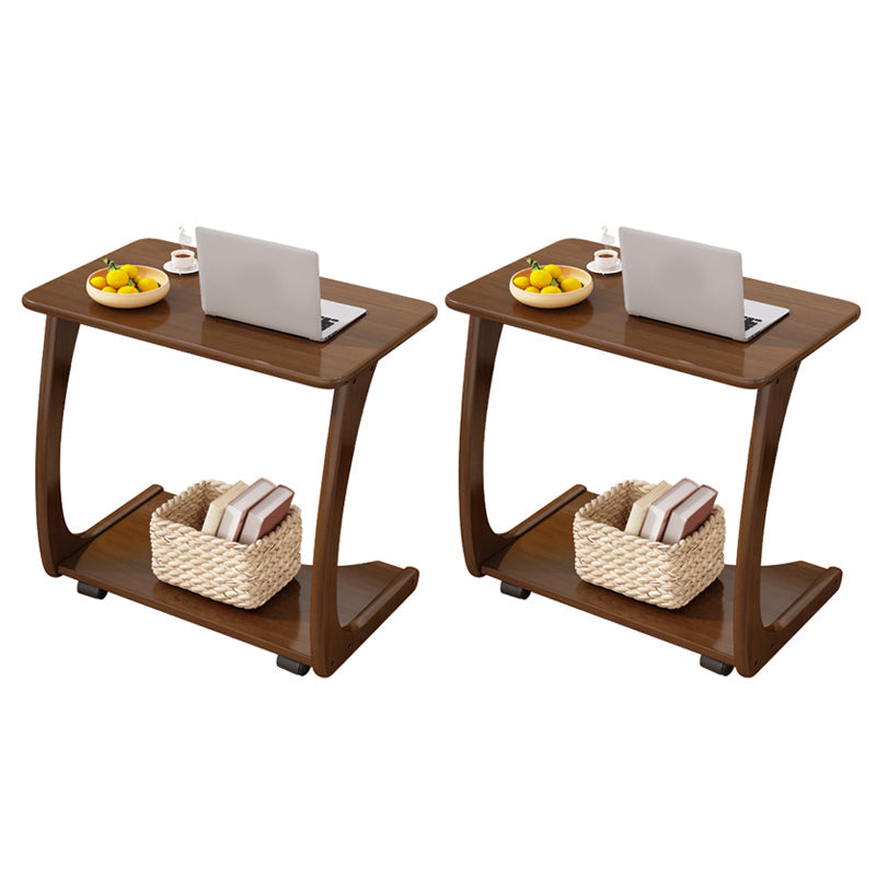 Mesa lateral superior rectangular moderno 24.8 "de altura de madera de altura con estante y rueda