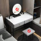 Vanity Stone Makeup Dressing Table Stool Set with 2 Drawers - 31.1" H Makeup Vanity Grey Clearhalo 'Bedroom Furniture' 'furn' 'furn_makeup_vanities' 'Furniture' 'Makeup Vanities' 'makeup_vanities' 5995942